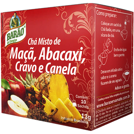 CHÁ BARÃO MAÇÃ E ABACAXI/CRAVO E CANELA 13G