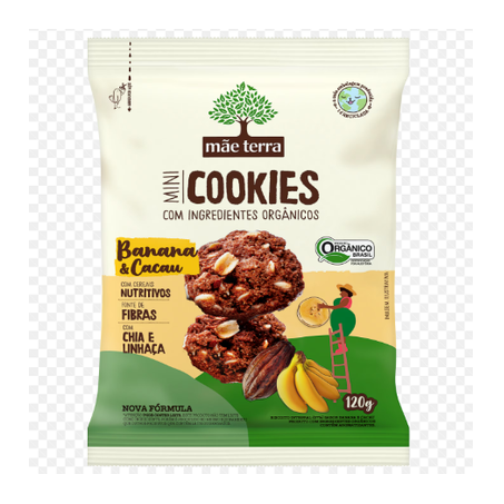 Cookie Orgânico Mini Mãe Terra Banana E Cacau 120G