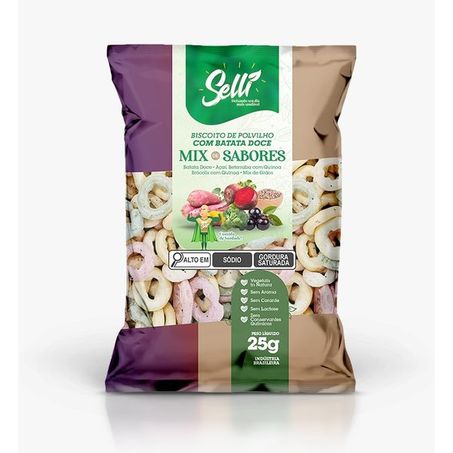 BISCOITO DE POLVILHO SELLI MIX DE SABORES PACOTE 25G