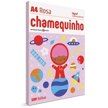 Esc papel oficio a4 75g/m2 chamequinho colorido c/100un