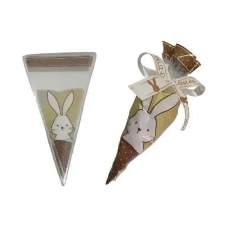 SACO CONE PASCOA POLI COELHINHO EBAZAR 12X25CM 50UN