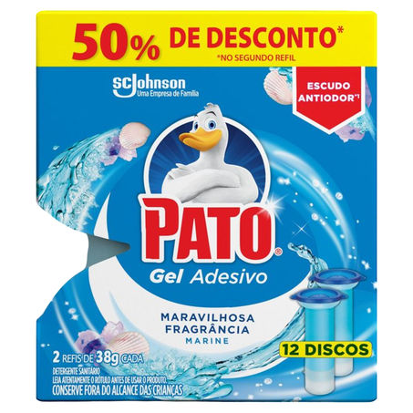 Detergente Sanitário Pato Gel Adesivo Marine C/2 Unidades 38g Cada 