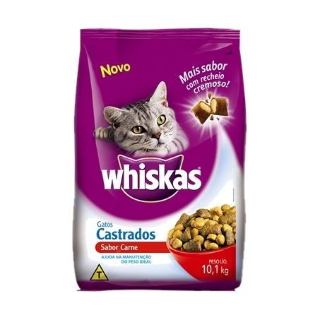 Ração Whiskas Gatos Castrados Carne 10.1kg