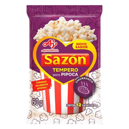 Tempero Ajinomoto Sazón Pó Pipoca Sabor Churrasco Sachê 60g 
 
