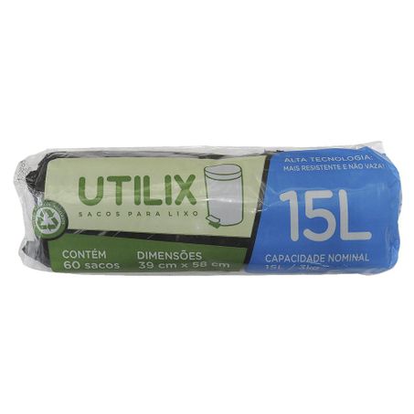Saco lixo utilix preto 15lt