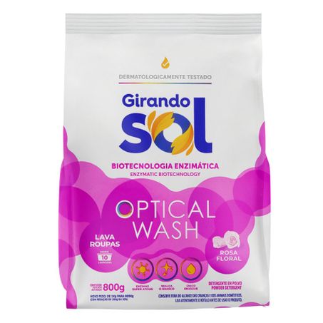 Sabão em Pó Rosa Floral Girando Sol Optical Wash Pacote 800g