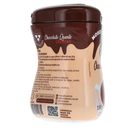 Achocolatado Pó Chocolate Quente 3 Corações Pt 180g 360-3