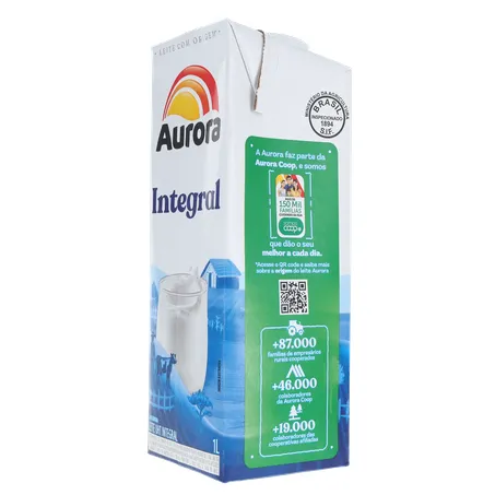 Leite UHT Integral Aurora Caixa com Tampa 1lt 360-24