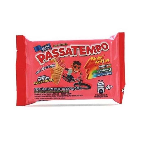 Biscoito Wafer Passatempo Mini Morango 20G