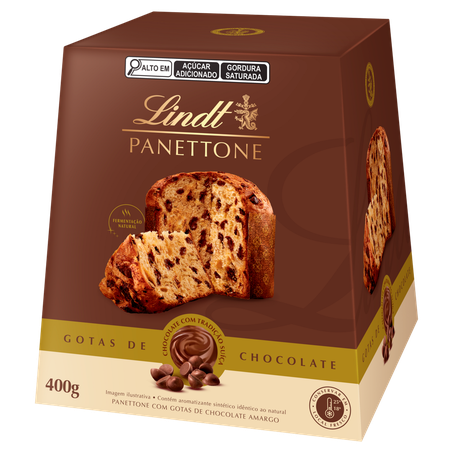 Panettone com Gotas de Chocolate Amargo Lindt Caixa 400g