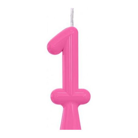 Vela Aniversário Alegria Tubular Lisa N.1 Rosa