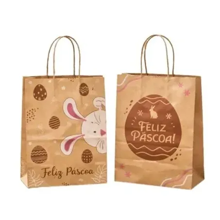 Sacola Kraft Ek Coelho Pascoa Sorte 30x22x11,5cm