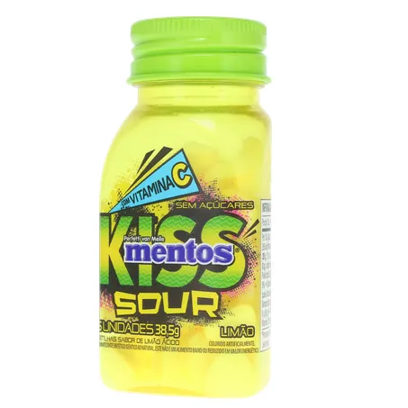 Pastilha Mentos Kiss Suor Limão Ácido Frasco com 55un - 38.5gr 360-3