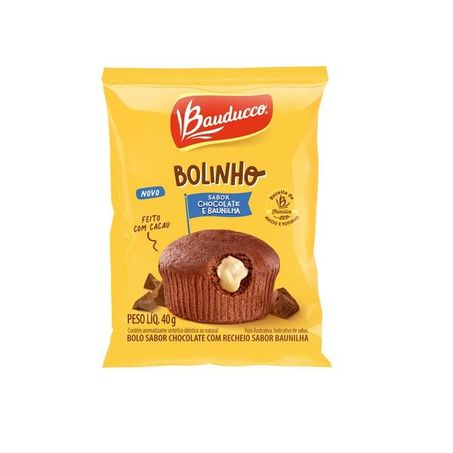 Bolinho Bauducco Chocolate Recheado Baunilha Pacote 40g 
 