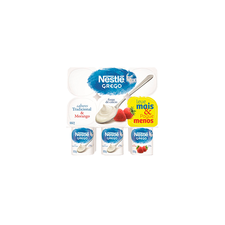 Iogurte nestle grego 540g tradicional e morango