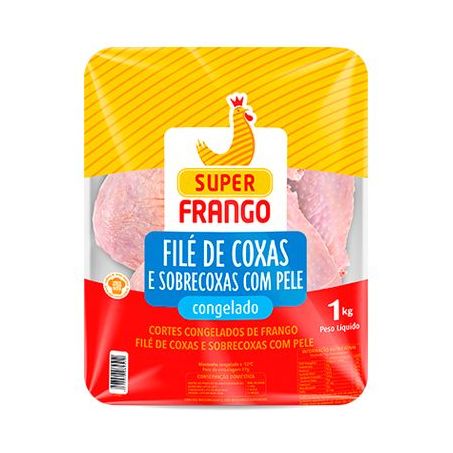 FILÉ DE COXA / SOBRECOXA COM PELE SUPER FRANGO IQF