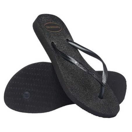 HAVAIANAS SLIM GLOSS PRETO/PRATA/PRETO TAM33/34