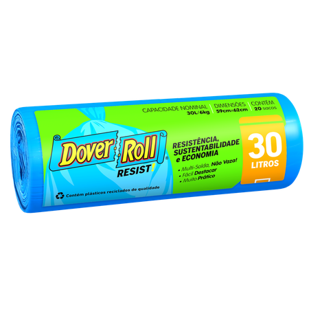 Saco para lixo Roll reforçado azul 30L com 20un
