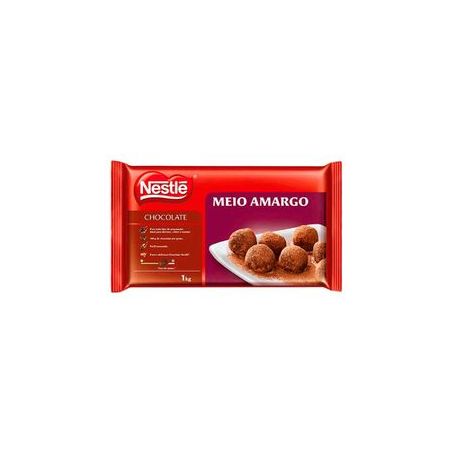 Tablete de Cobertura Profissional Nestlé Chocolate Meio Amargo Pacote 1kg