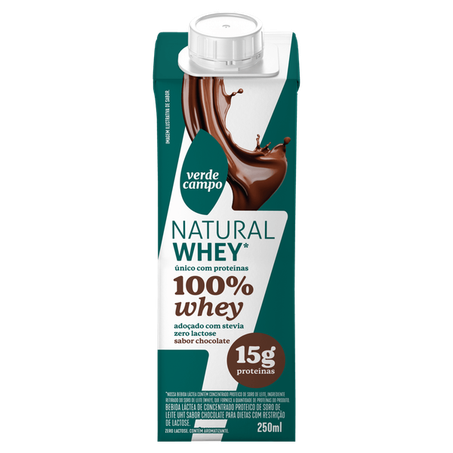 Bebida Láctea UHT Chocolate Zero Lactose Verde Campo Natural Whey 250ml