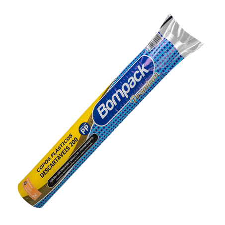 Copo plástico branco premium bompack 200ml c/100