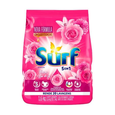 Sabão em pó surf rosas flor lis 1.6kg