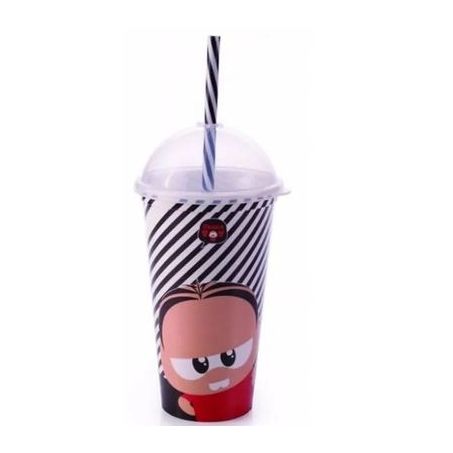 COPO PLASUTIL SHAKE COM TAMPA CANUDO TURMA DA MÔNICA 500ML