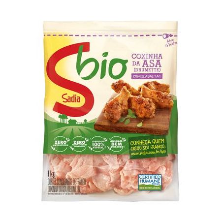 Frango Congelado Sadia Bio Coxinha Da Asa Drummete Embalagem 1KG