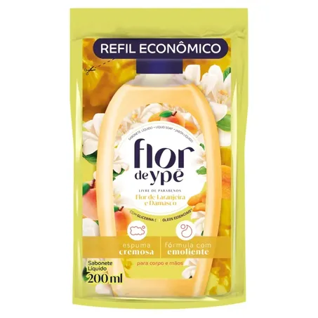 SABONETE LIQUÍDO FLOR YPÊ FLOR LARANJEIRA/DAMASCO REFIL 200ml