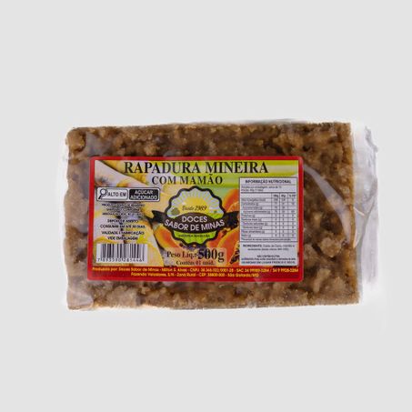 RAPADURA MINEIRA COM MAMÃO 500G DOCES SABOR DE MINAS