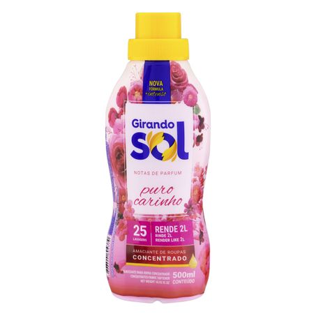 AMACIANTE DE ROUPA CONCENTRADO PURO CARINHO GIRANDO SOL 500ML