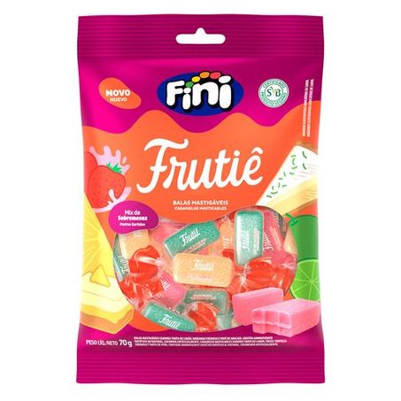 BALAS MASTIGAVEIS SABOR MIX DE SOBREMESAS FRUTIE FINI 70G