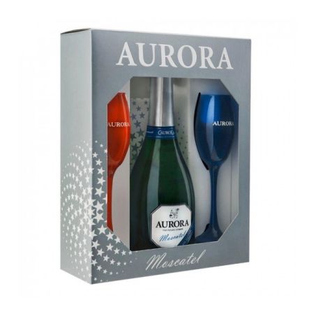 KIT ESPUMANTE MOSCATEL AURORA 750ML C/2 TACAS