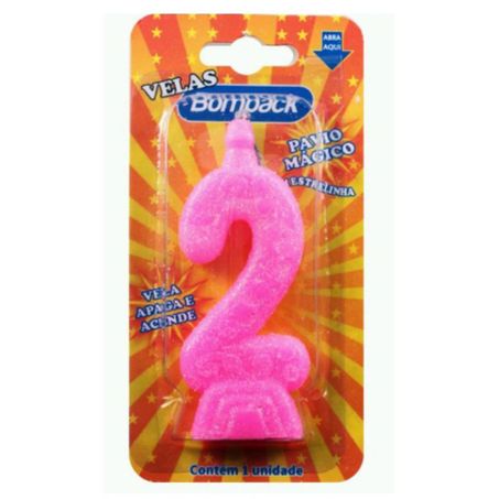 Vela aniversario bompack n2 rosa