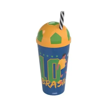 Copo Plasutil com tampa bola copa 2022 540ml