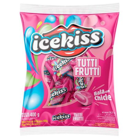 BALA DURA ICEKISS CHICLE TUTTI FRUTTI SORTIDA 400G