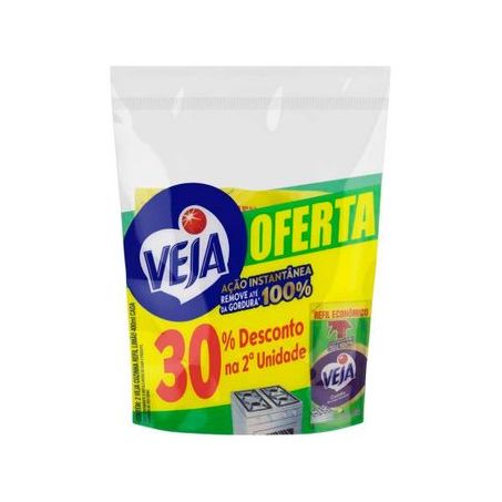 Pack Veja limpador desengordurante para cozinha limão com 2 unid. 400ml 30 desconto na 2ª unidade refil econômico