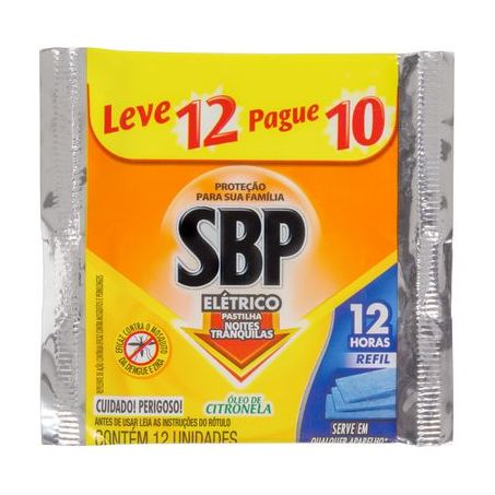 Repelente Sbp Elétrico Citronela Pastilha Refil Oferta 12UN