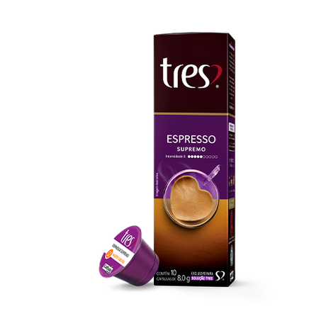 Café em cápsula tres espresso supremo 80g com 10 unidades