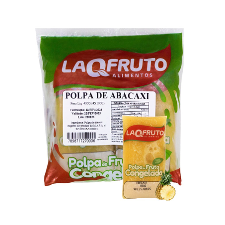 Polpa de fruta abacaxi laqfruto 400g