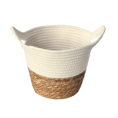 CESTO PARAMOUNT C/ALÇA FRIBRA NATURAL C/ALGODÃO BRANCO 23X20CM