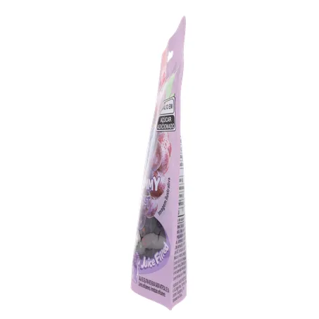 Balas de Gelatina Amos Fruit Gummy Grape Burst Juice Filled Sachê 65gr 360-8