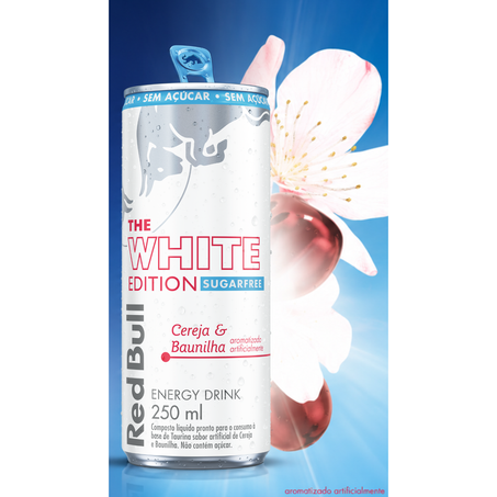 Energético Cereja  Baunilha Zero Açúcar Red Bull Lata 250ml The White Edition 360-3
