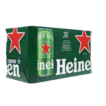 Cerveja Lager Heineken Puro Malte Lata 269ml - Pacote com 8un - 2.1lt 360-32