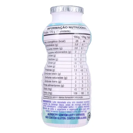 Bebida Láctea Fermentada Batavo Pense Zero Morango 170g 360-19