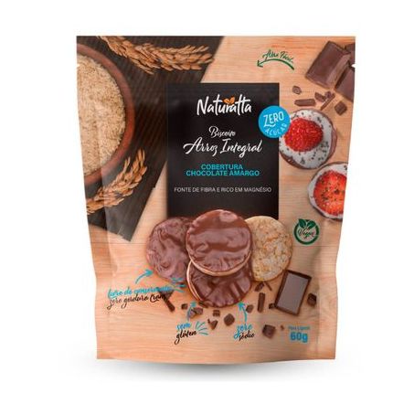 Biscoito de Arroz com Chocolate Amargo Naturatta 60G