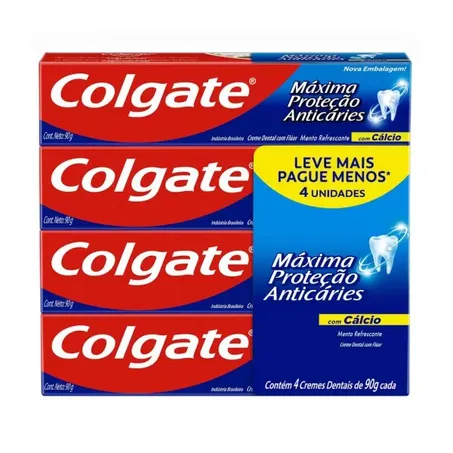 Kit 4 Creme Dental Máxima Proteção Anticáries 90g