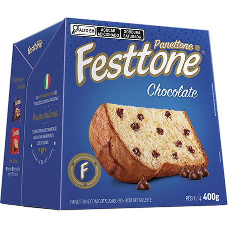 Panettone festtone 400g c/gotas choc cx