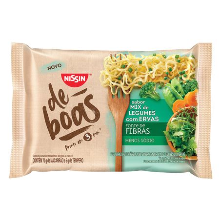 MACARRÃO INSTANTÂNEO MIX DE LEGUMES COM ERVAS NISSIN DE BOAS