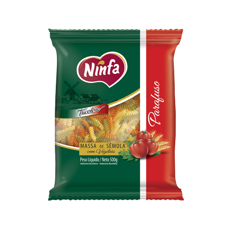 Massa de sêmola ninfa parafuso tricolore 500g